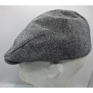 Light Gray Herringbone Wool Newsboy Golf Cap Gatsby Driver Hat 7 1/4‎ Adjustable